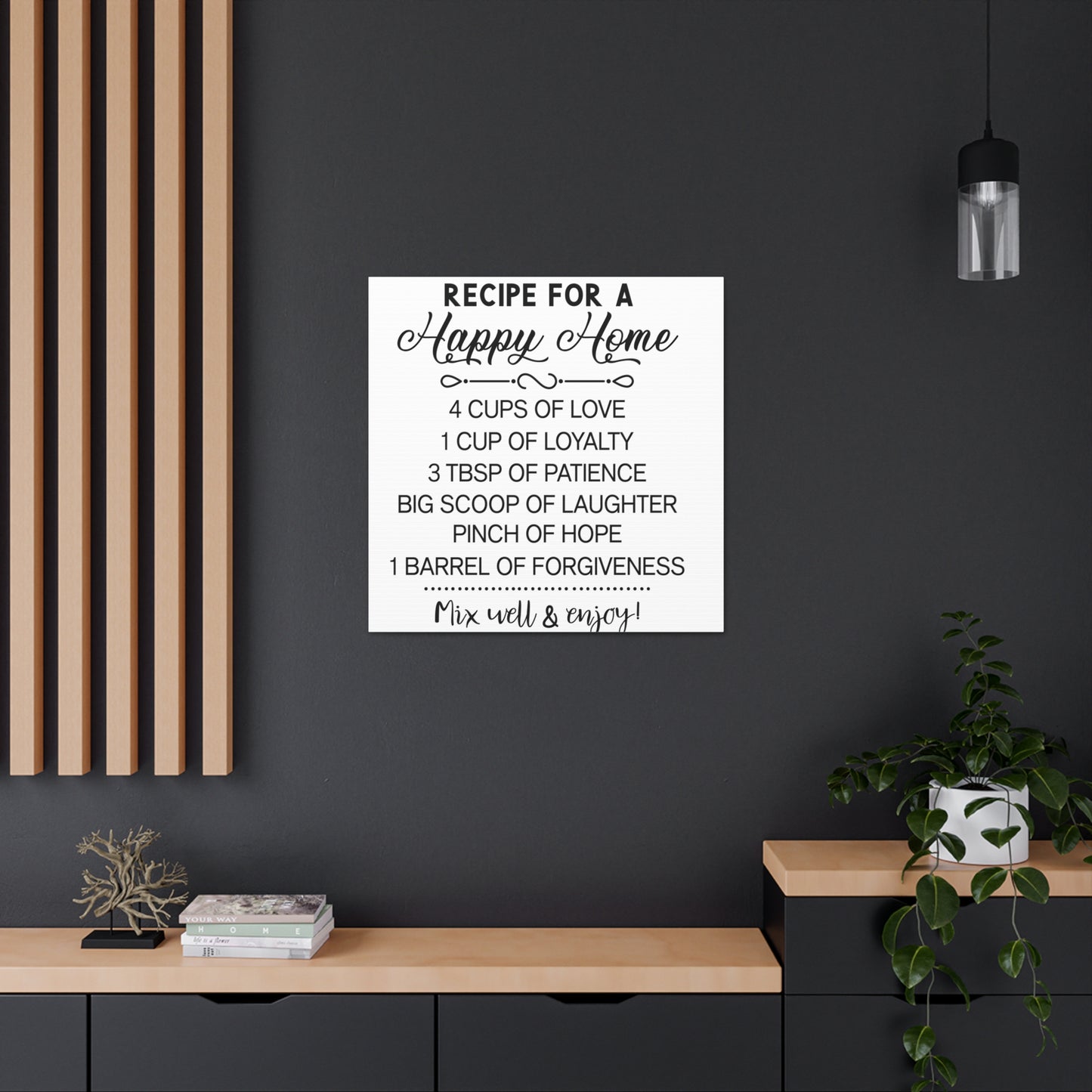 Happy Home Recipe | Canvas Gallery Wrap | White Background