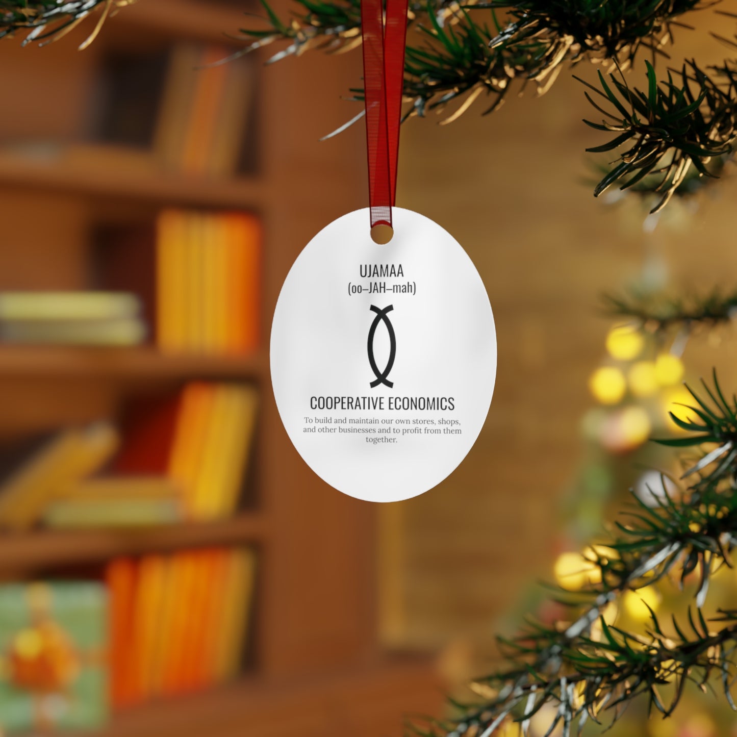 Ujamaa (Day 4) |Cooperative Economics | Bell, Tree, Round or Oval Ornament |Metal|