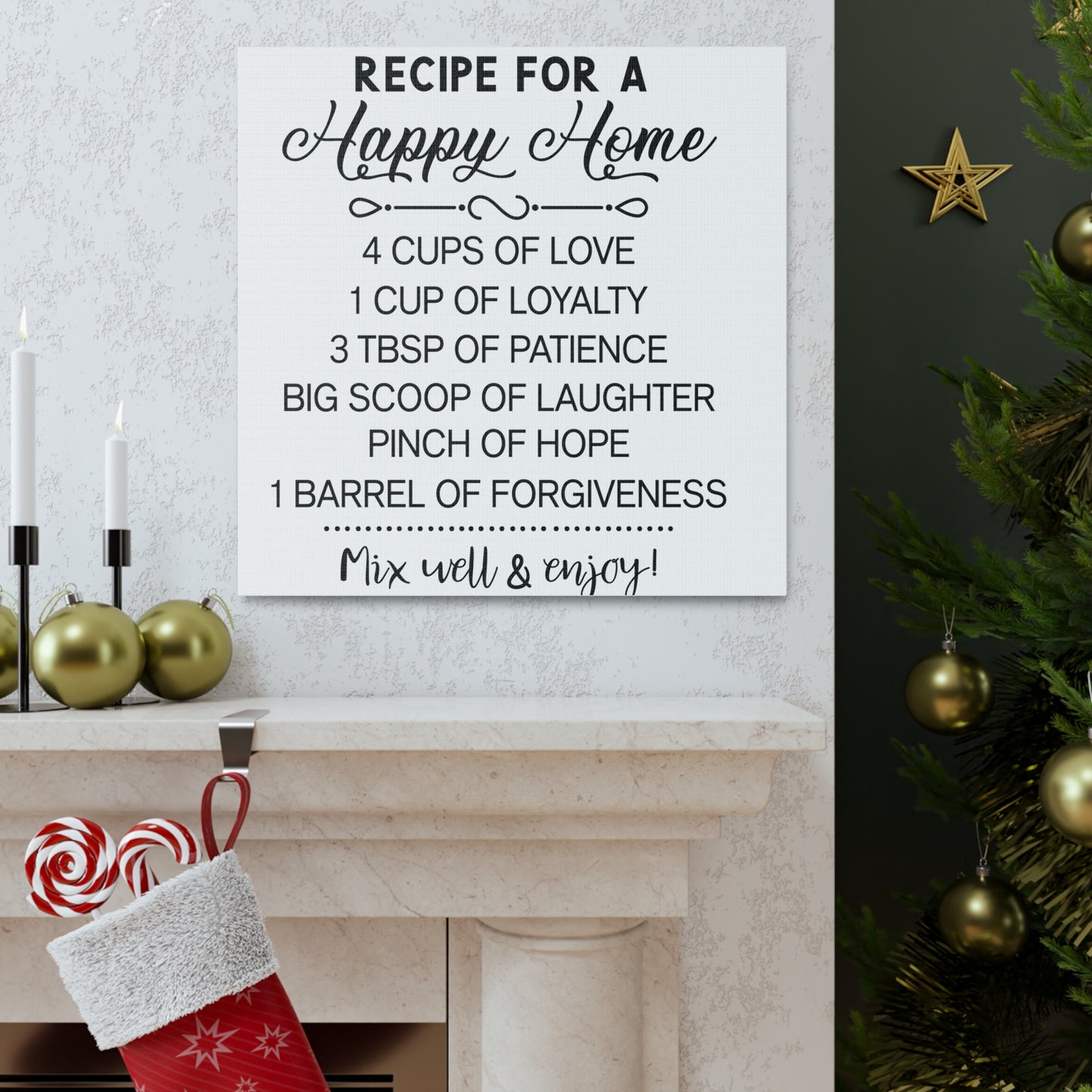 Happy Home Recipe | Canvas Gallery Wrap | White Background