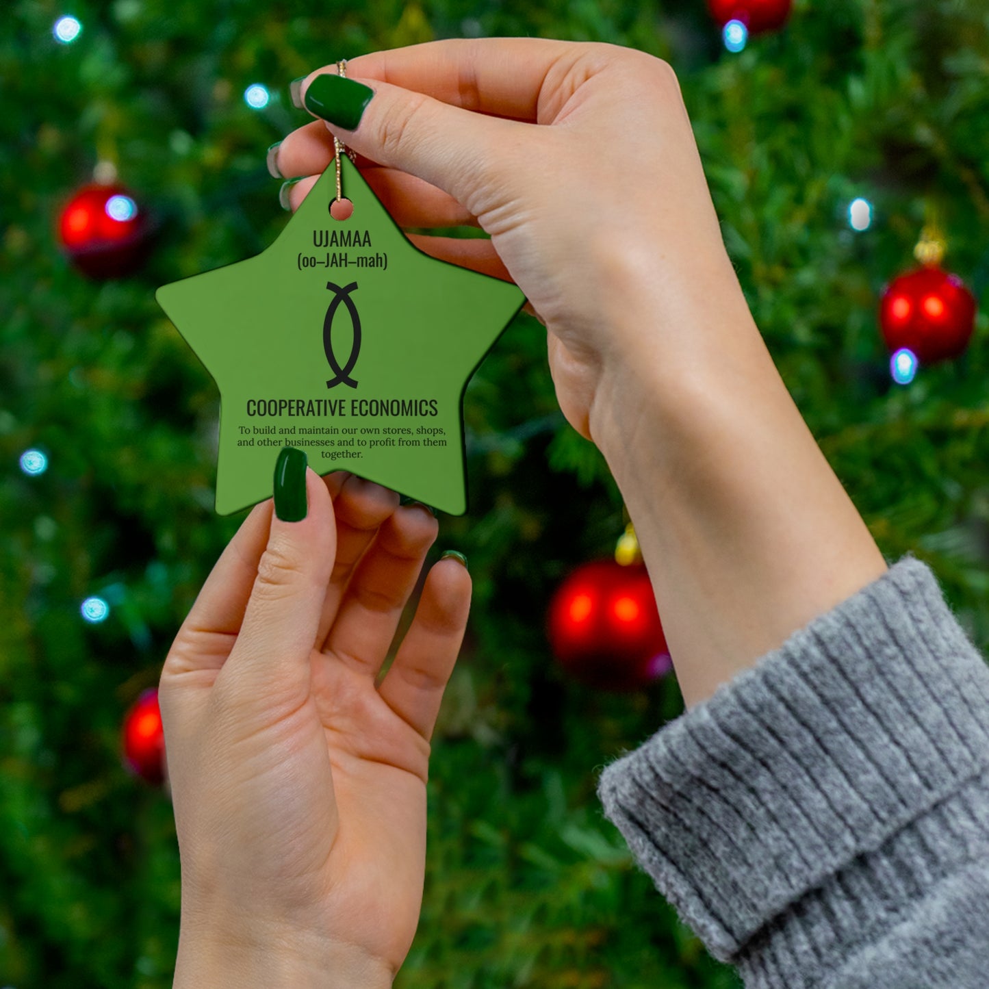 Ujamaa (Day 4) |Cooperative Economics | Circle or Star Ornament | Green