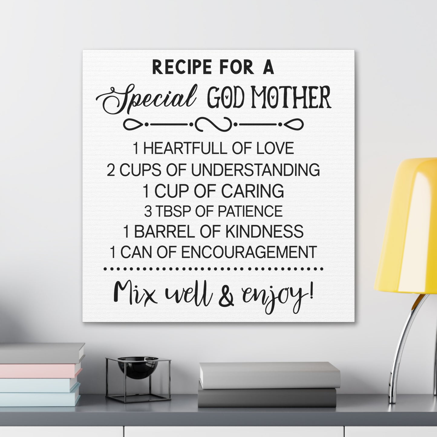 Special Godmother Recipe | Canvas Gallery Wrap | White Background