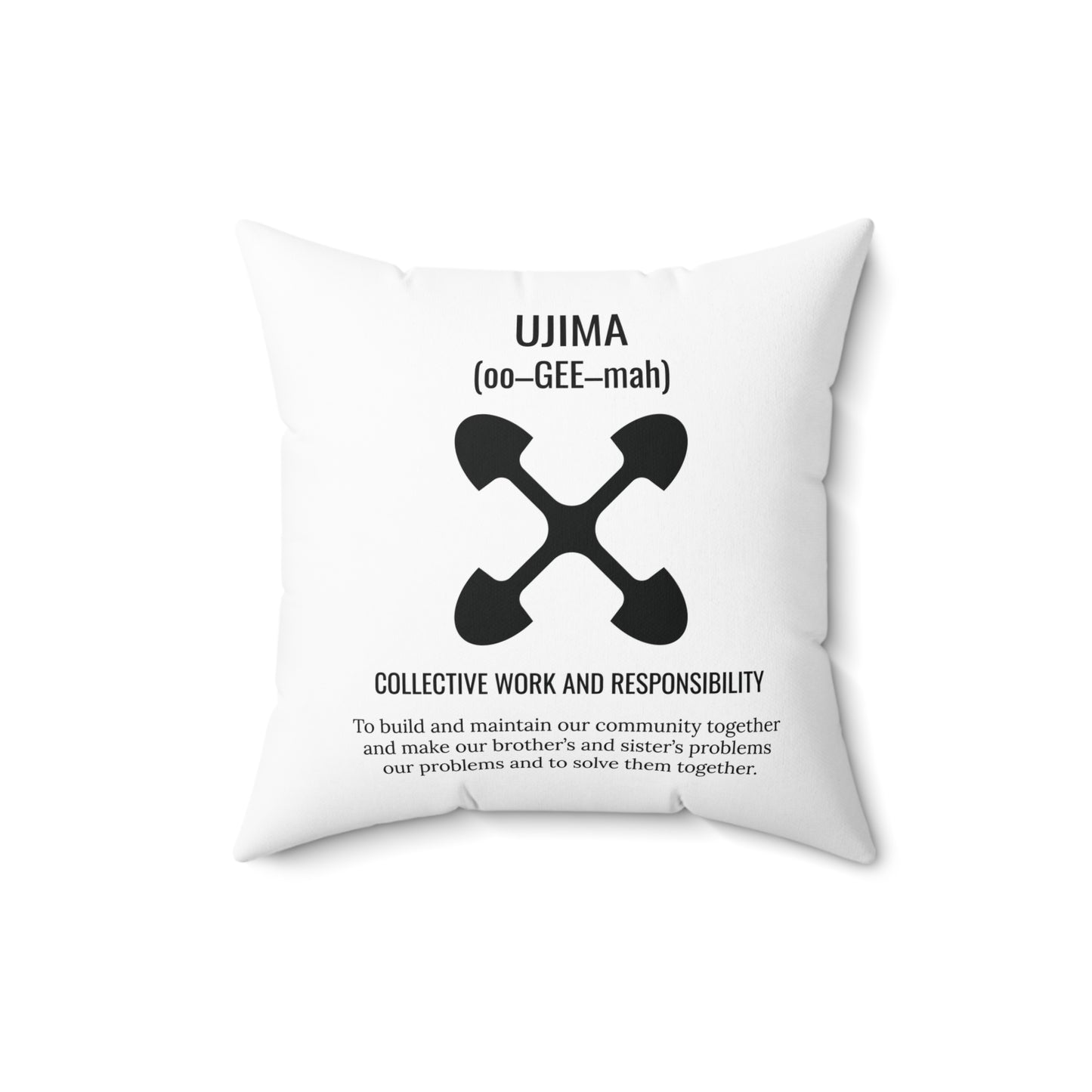 Ujima (Day 3) | Square Pillow |White|