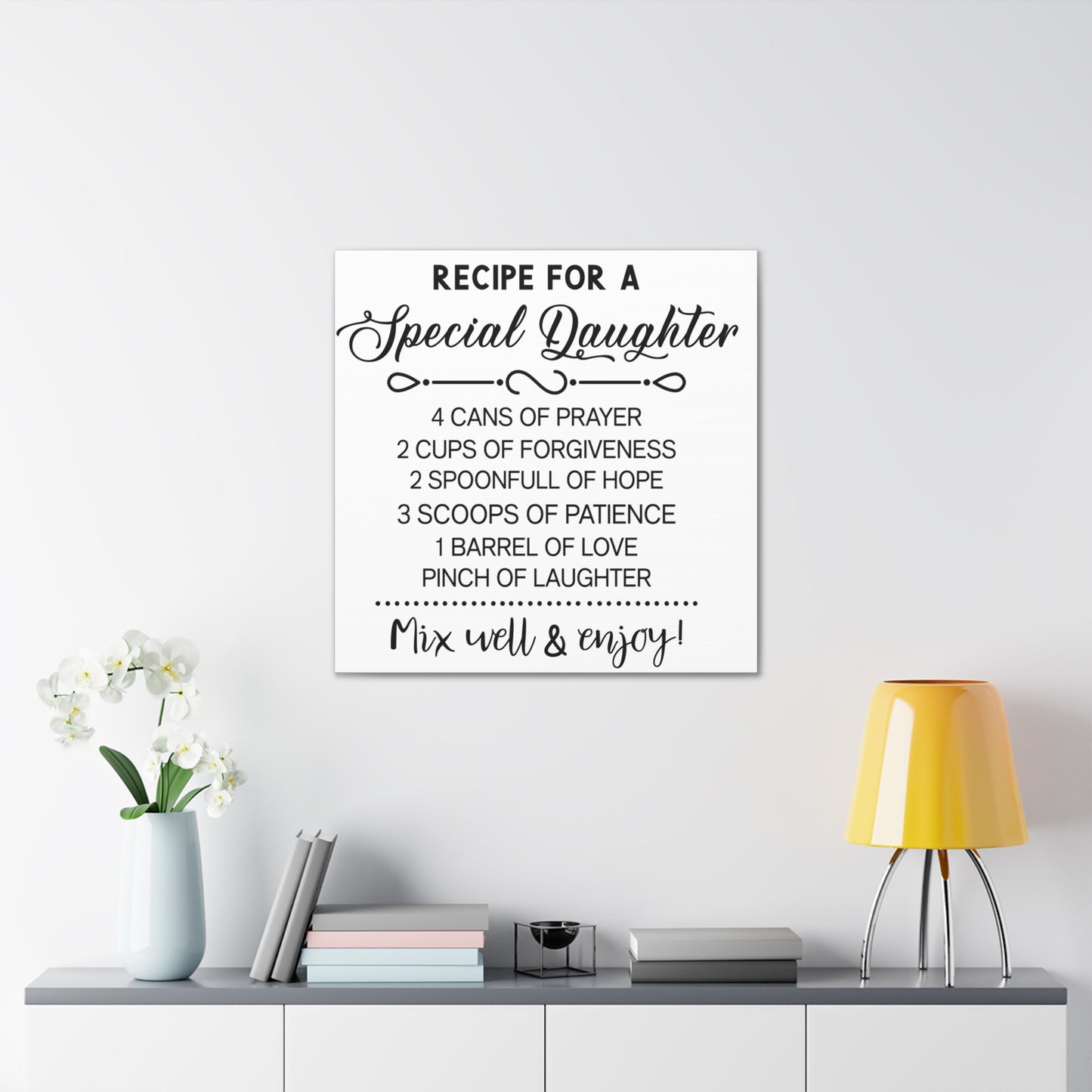 Special Daughter Recipe | Canvas Gallery Wrap | White Background