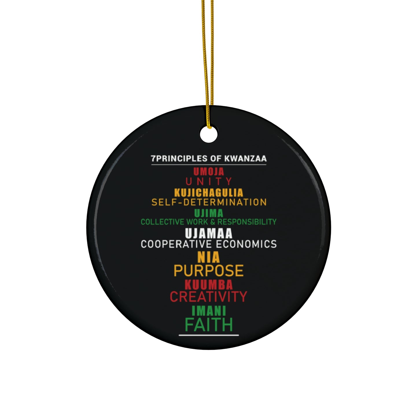 Kwanza Principles | Circle Ornament | Black