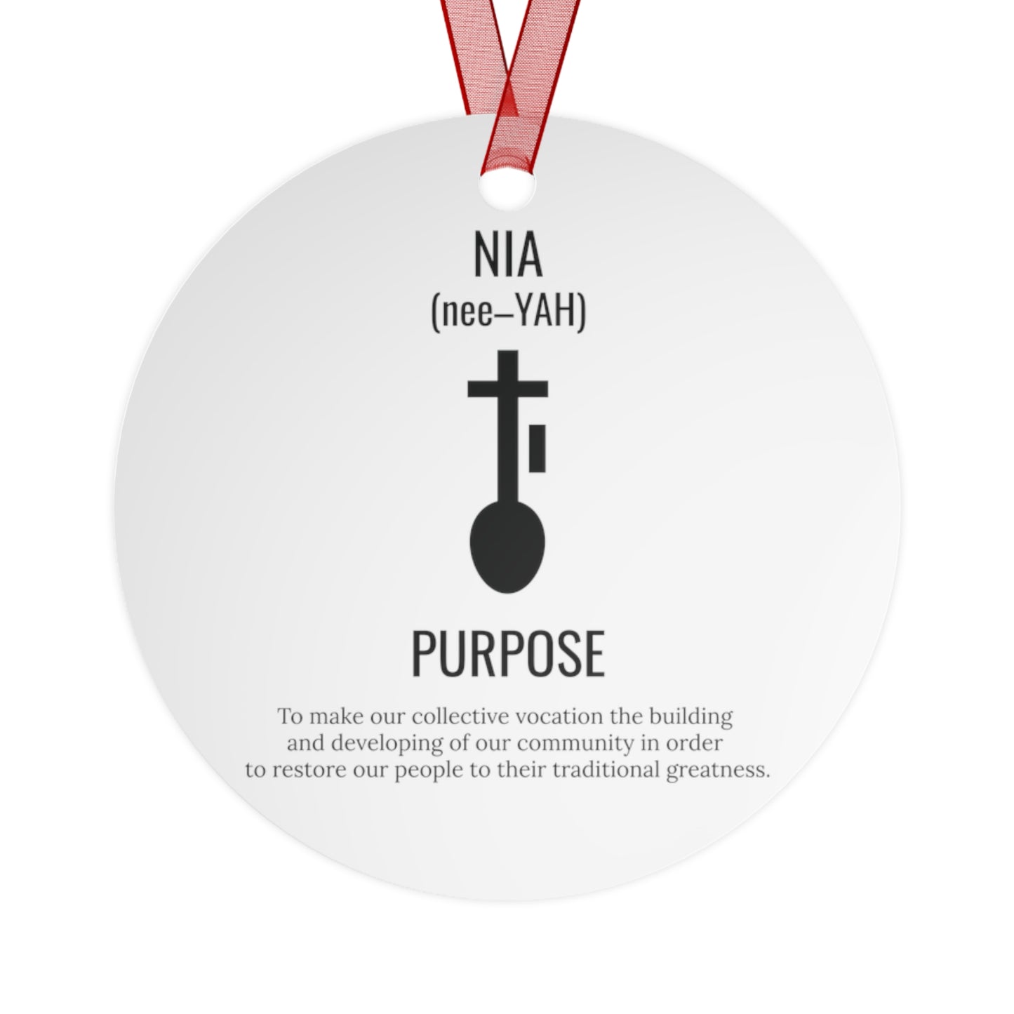 Nia (Day 5) | Purpose | Bell, Tree, Round or Oval Ornament |Metal|