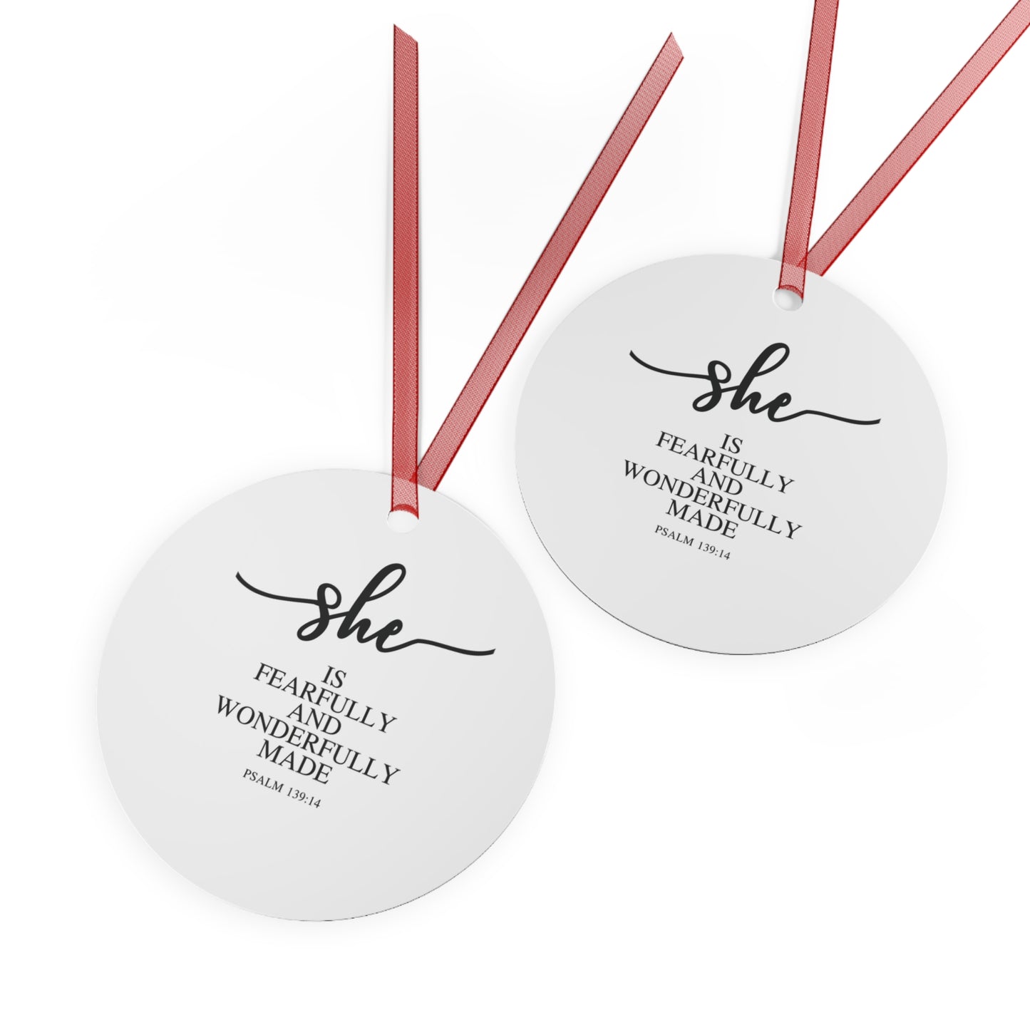 She Is – Psalms 139:14| Bell, Tree, Round or Oval Ornament |Metal|