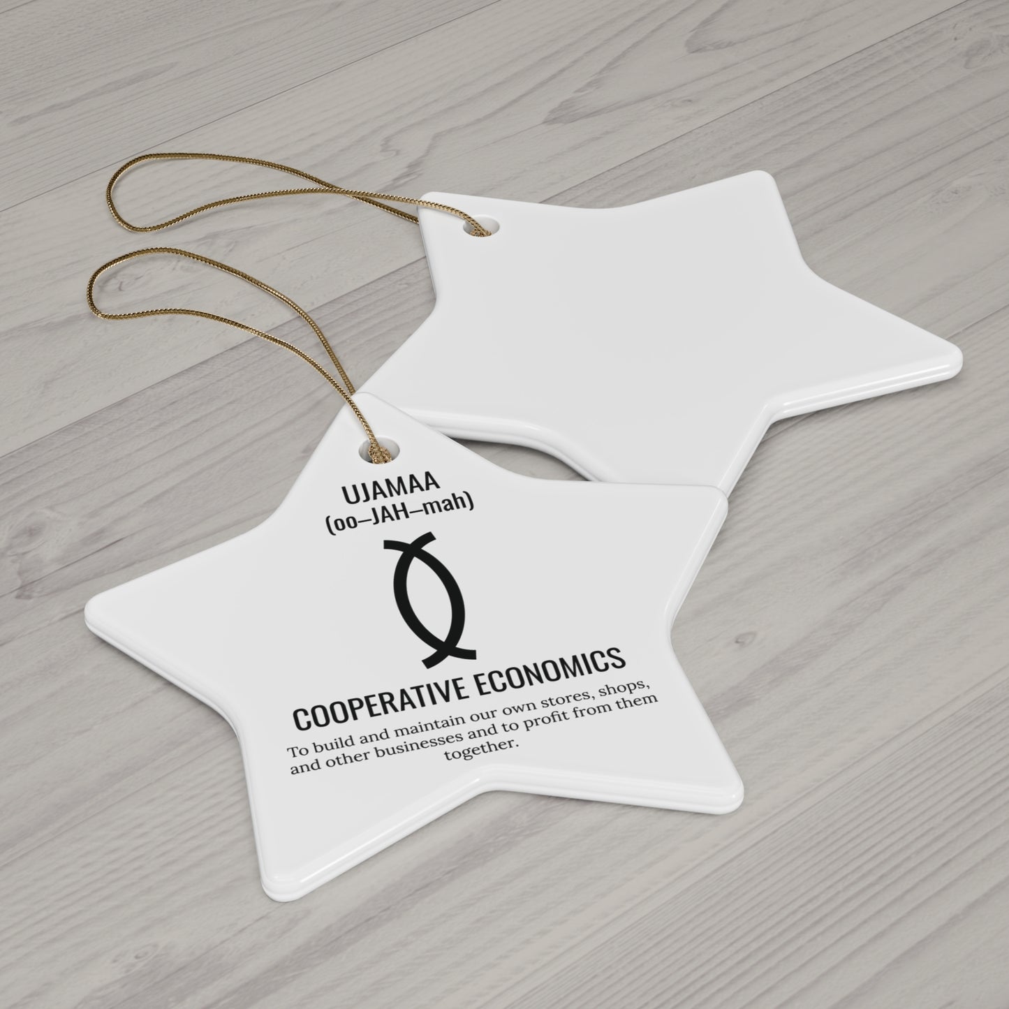 Ujamaa (Day 4) |Cooperative Economics | Circle or Star Ornament |(White)|