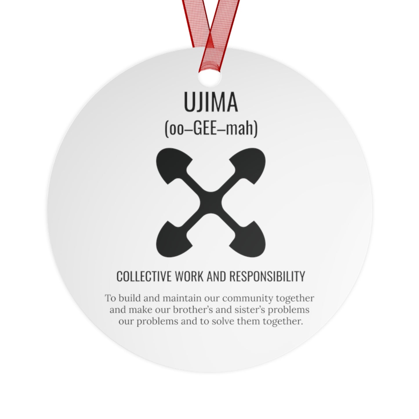 Ujima (Day 3) |Collective Work & Responsibility| Bell, Tree, Round or Oval Ornament |Metal|