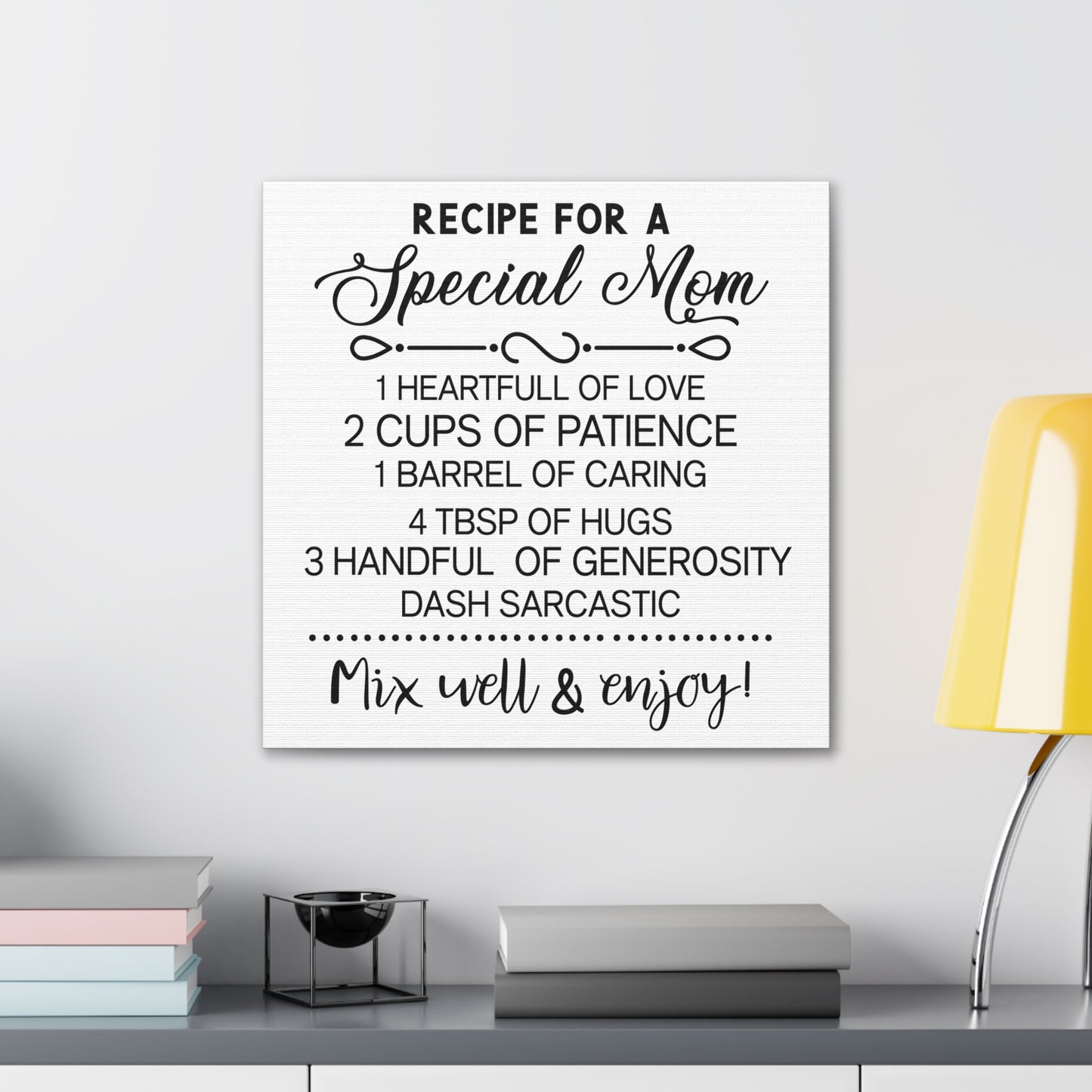 Special Mom Recipe | Canvas Gallery Wrap | White Background