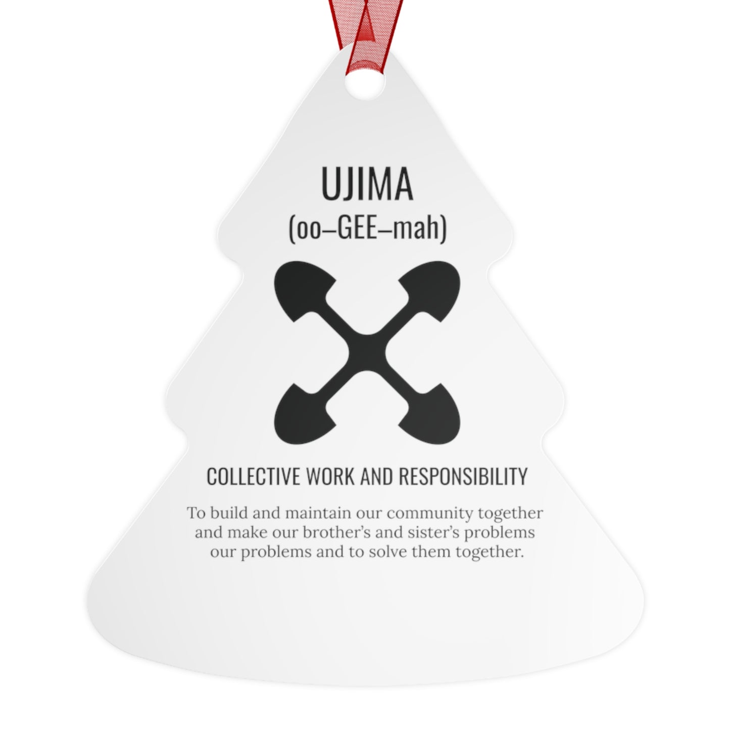 Ujima (Day 3) |Collective Work & Responsibility| Bell, Tree, Round or Oval Ornament |Metal|