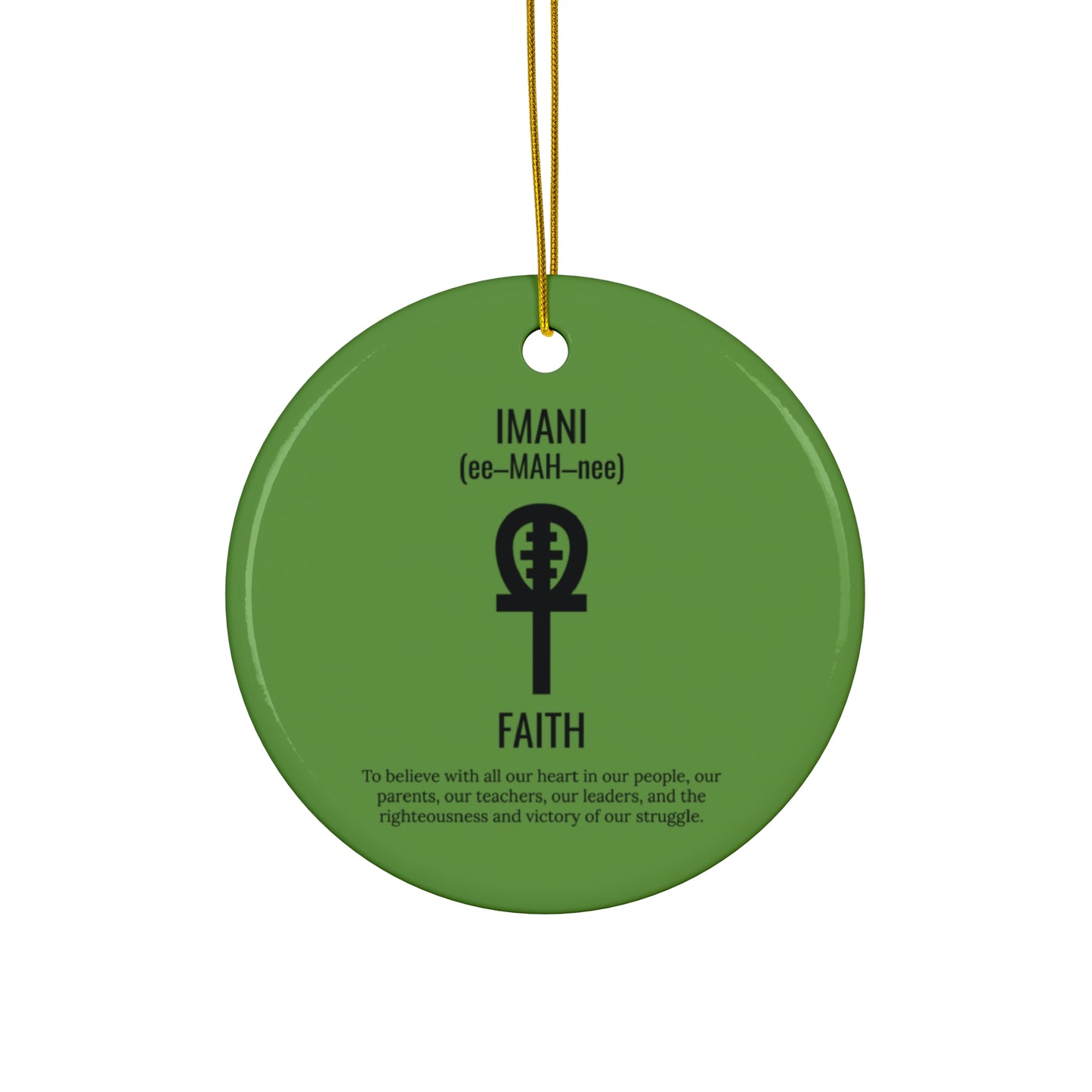 Imani (Day 7) Faith | Circle or Star Ornament | Green