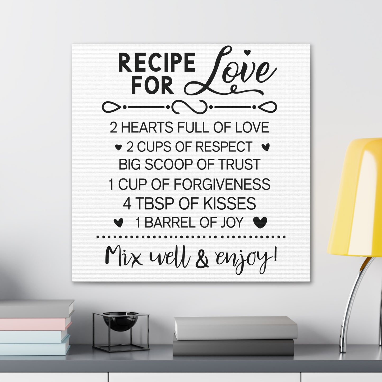 Love Recipe | Canvas Gallery Wrap | White Background
