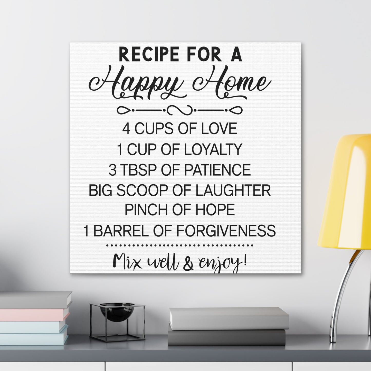 Happy Home Recipe | Canvas Gallery Wrap | White Background