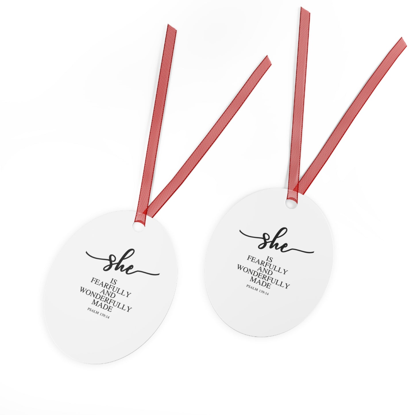 She Is – Psalms 139:14| Bell, Tree, Round or Oval Ornament |Metal|