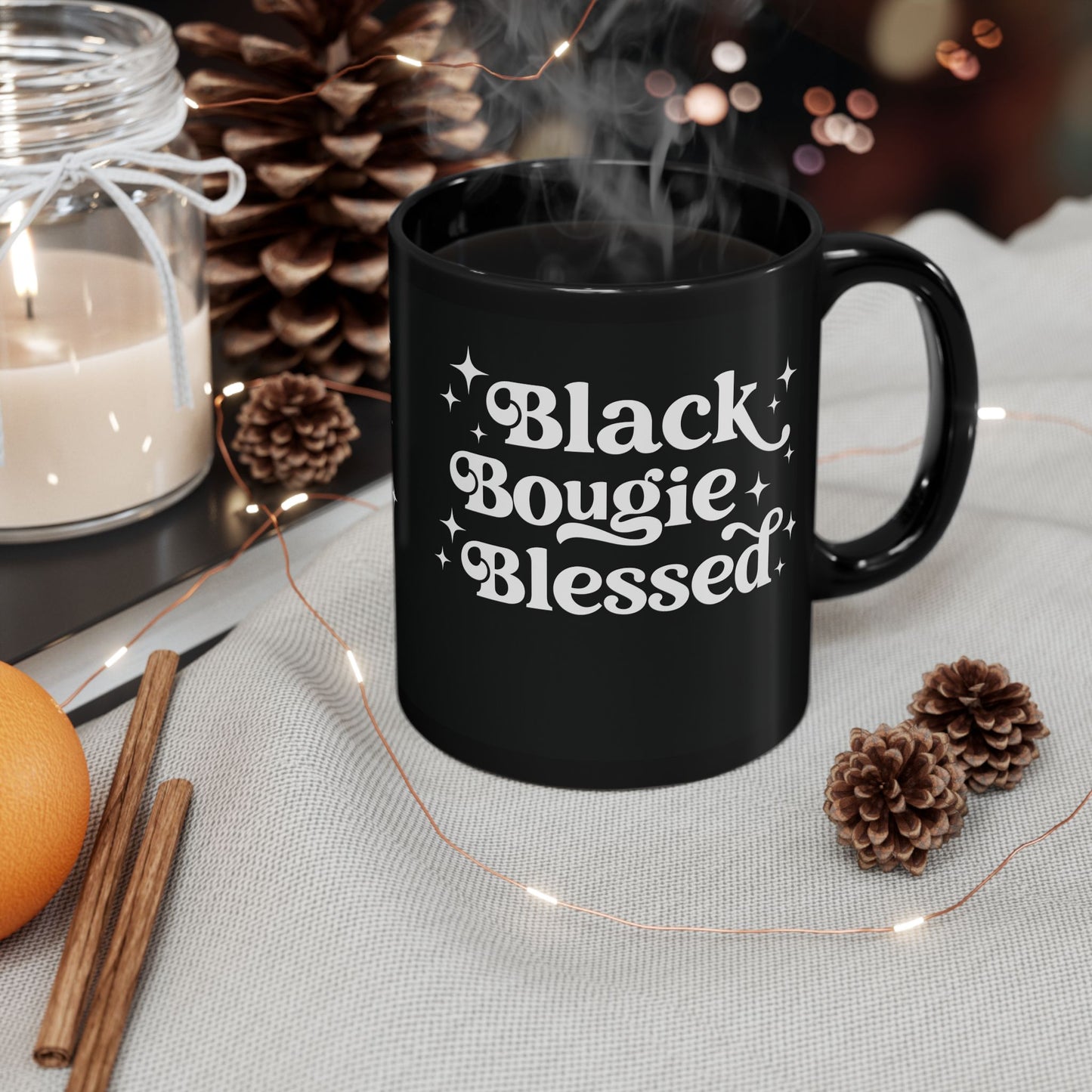 Black Bougie Blessed| 11oz or 15 oz Mug| Black