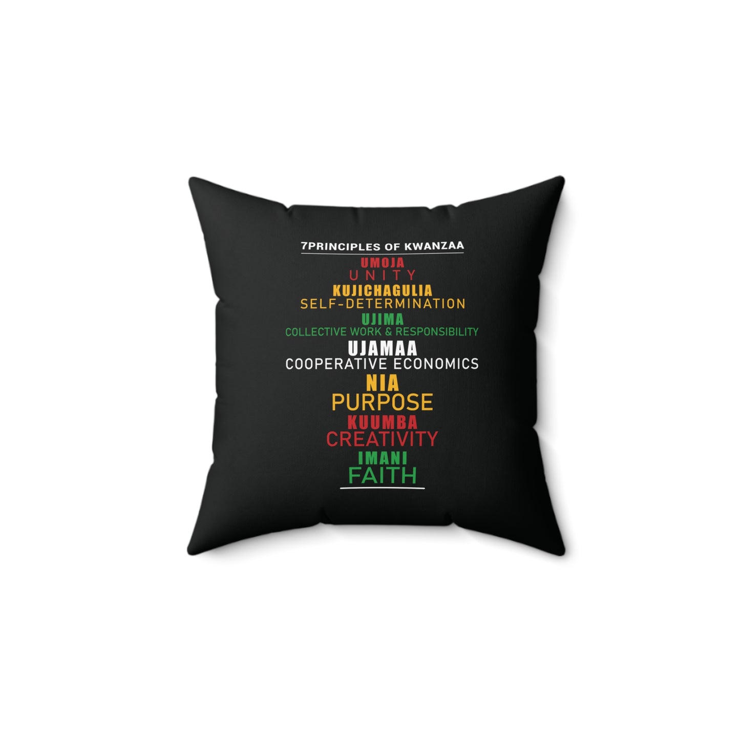 Kwanza Principles | Square Pillow |Black|