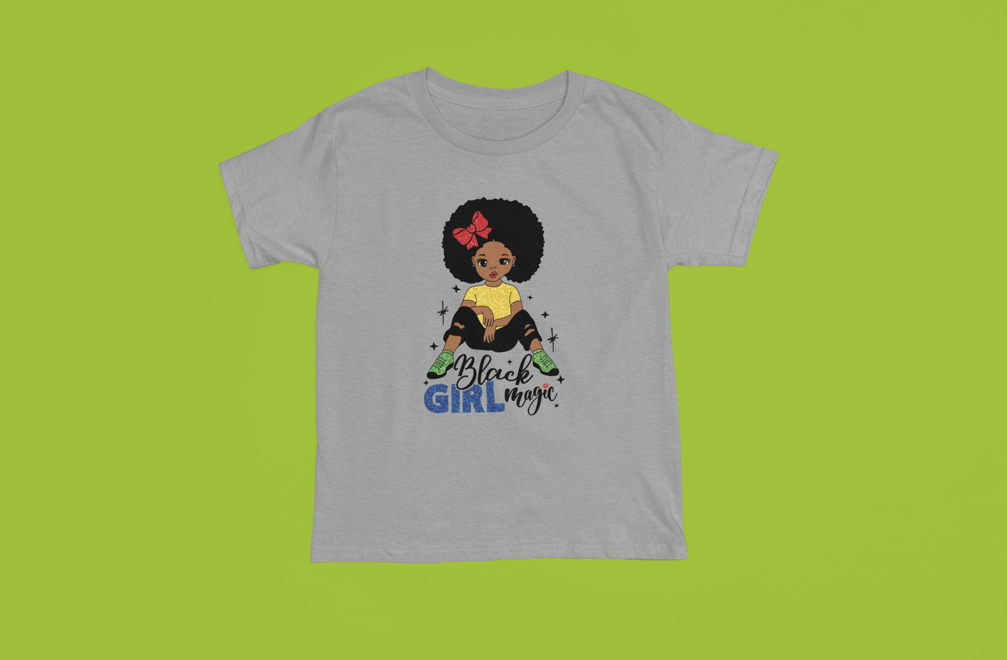 Magic Black Girl – Blue Glitter T-Shirt