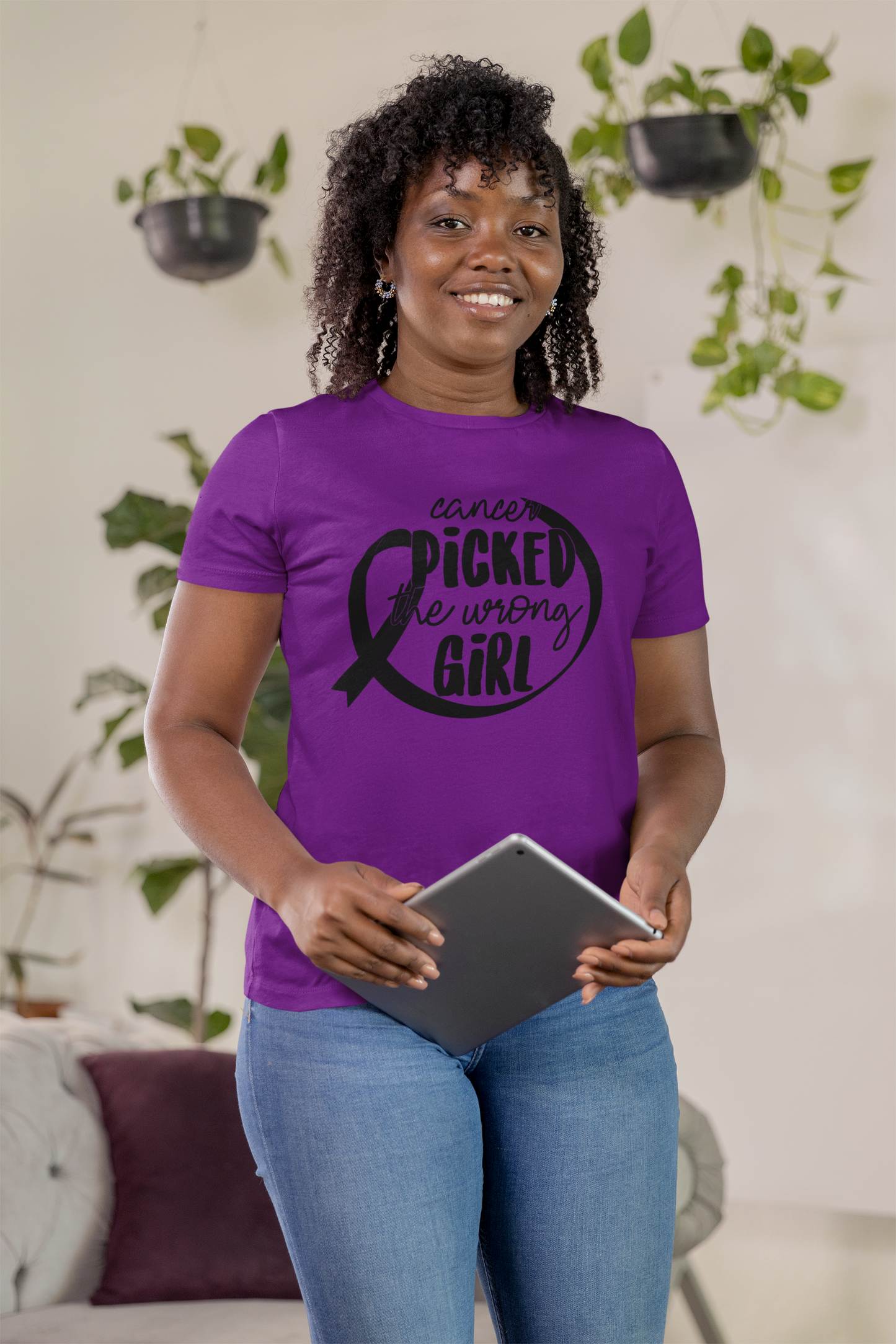 Cancer Picked The Wrong Girl (Black) T-Shirt