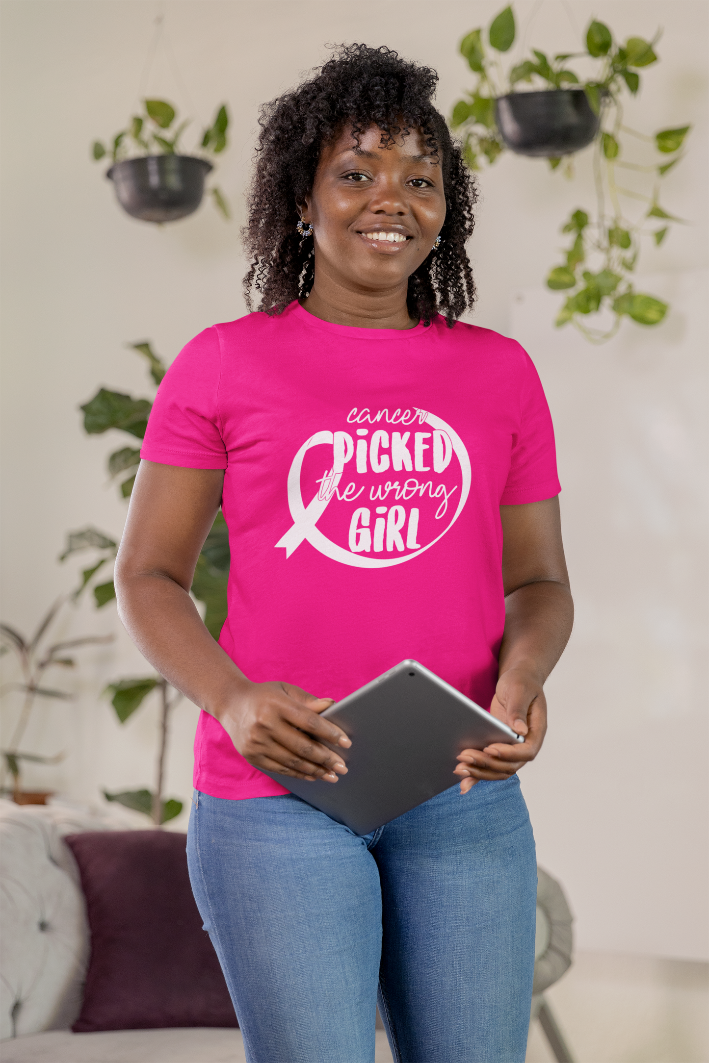 Cancer Picked The Wrong Girl (White) T-Shirt