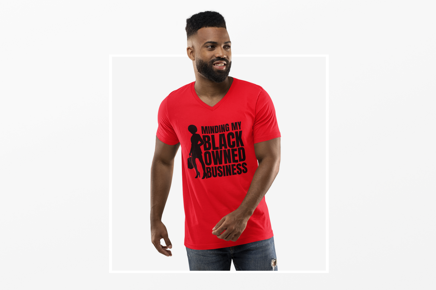Minding My Black Owned Business | Version 1| Short Sleeve V-Neck Tee (Unisex)