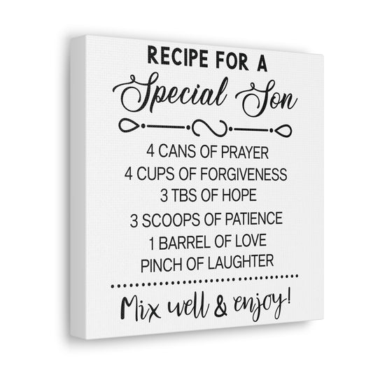 Special Son Recipe | Canvas Gallery Wrap | White Background