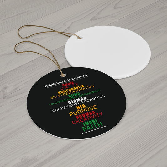 Kwanza Principles | Circle Ornament | Black