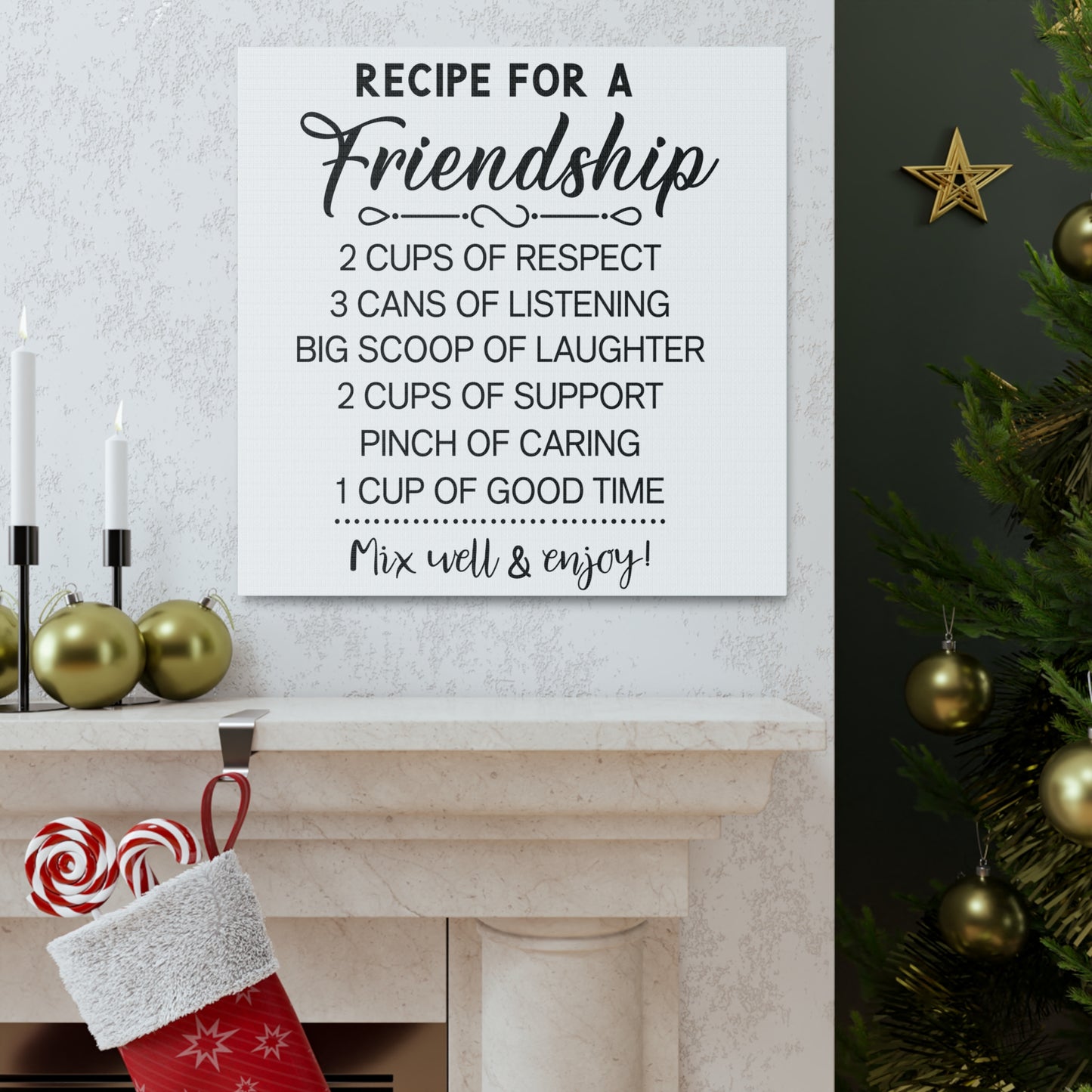 Friendship Recipe | Canvas Gallery Wrap | White Background