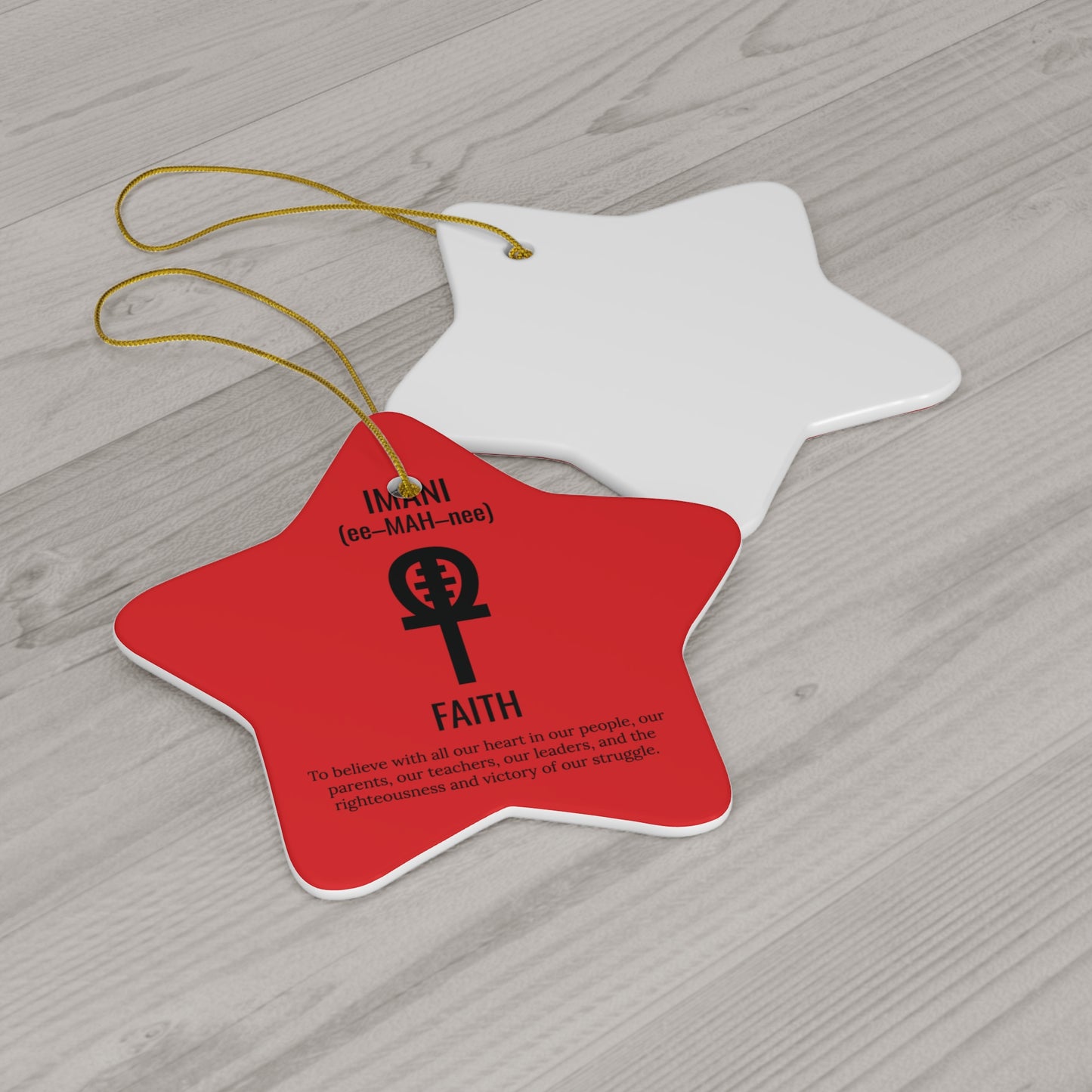 Imani (Day 7) Faith | Ornament | Circle or Star Ornament | (Red) |