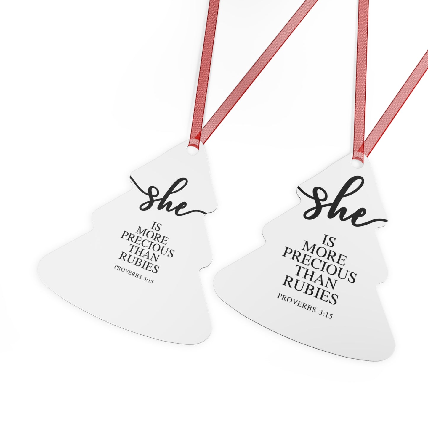 She Is - Proverbs: 3:15| Bell, Tree, Round or Oval Ornament |Metal|