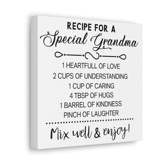 Special Grandma Recipe | Canvas Gallery Wrap | White Background
