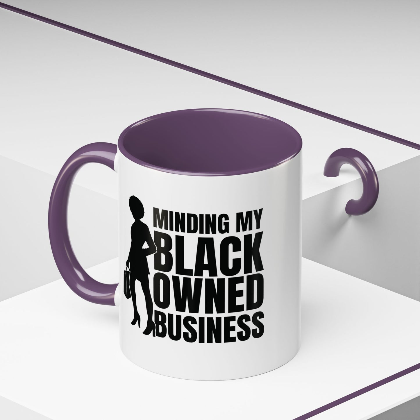 Minding My Black Owned Business | 11oz Mug| Version 1| | White Accent (Various Colors)