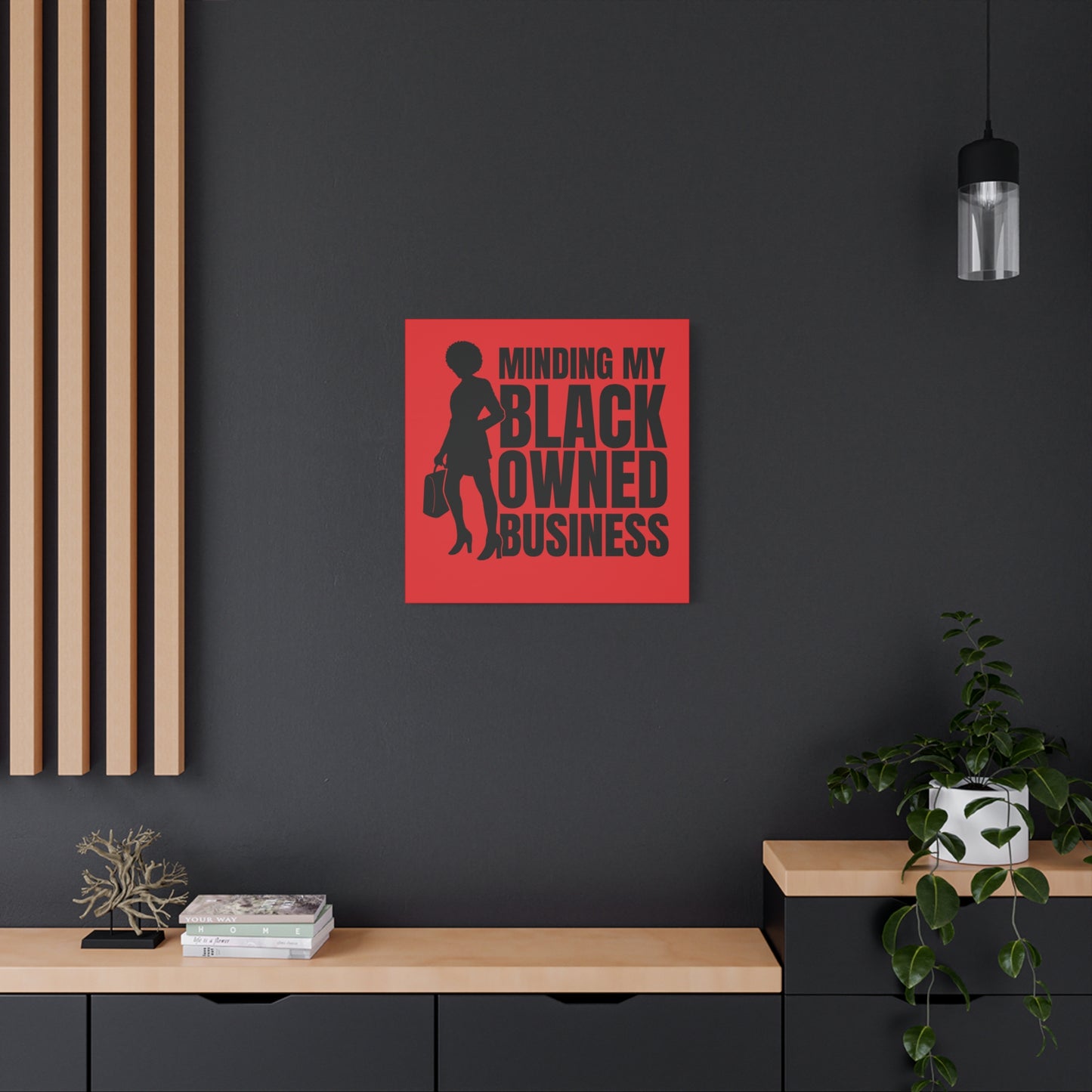 Minding My Black Owned Business | Version 1| Canvas Gallery Wrap | Red Background