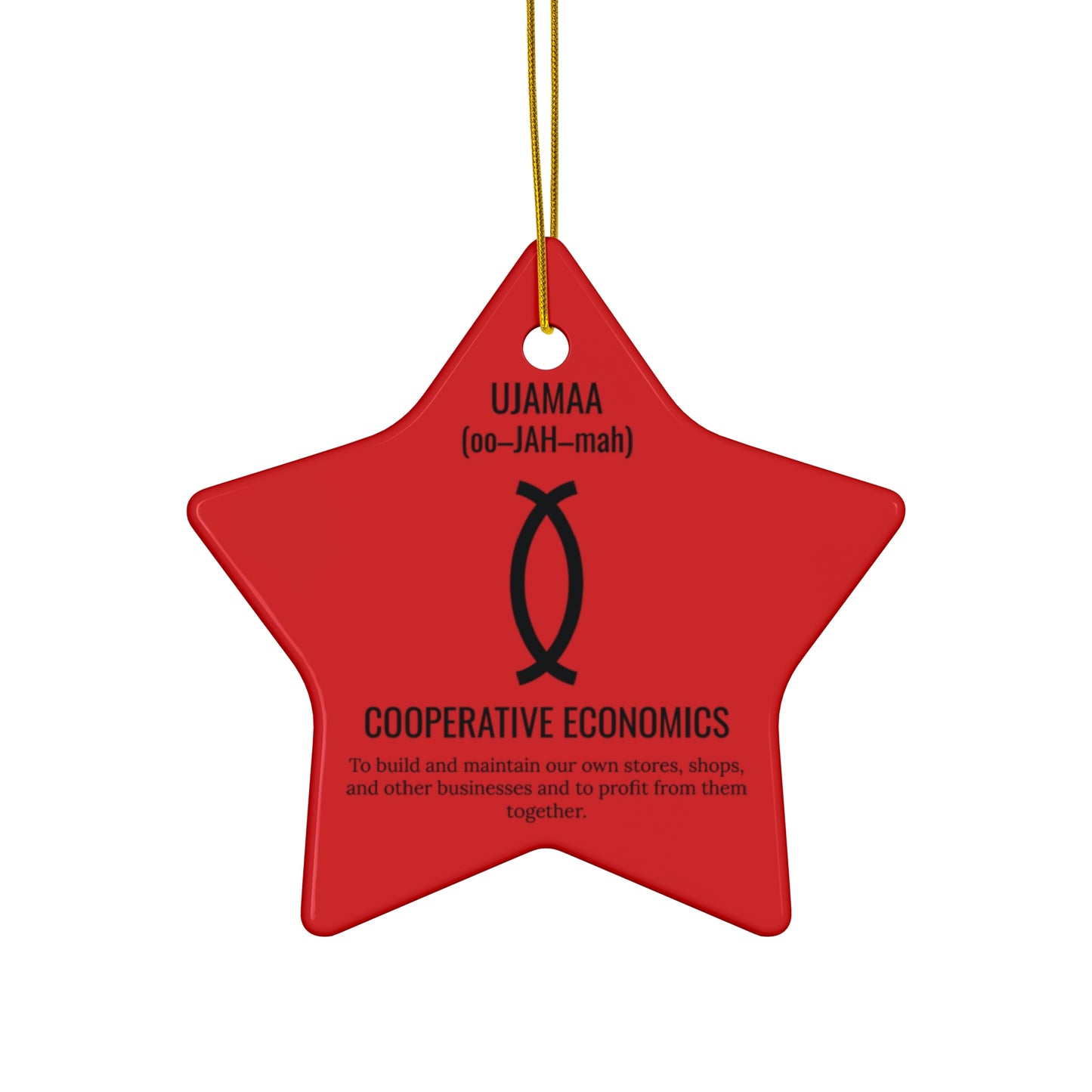 Ujamaa (Day 4) |Cooperative Economics | Circle or Star Ornament | (Red) |