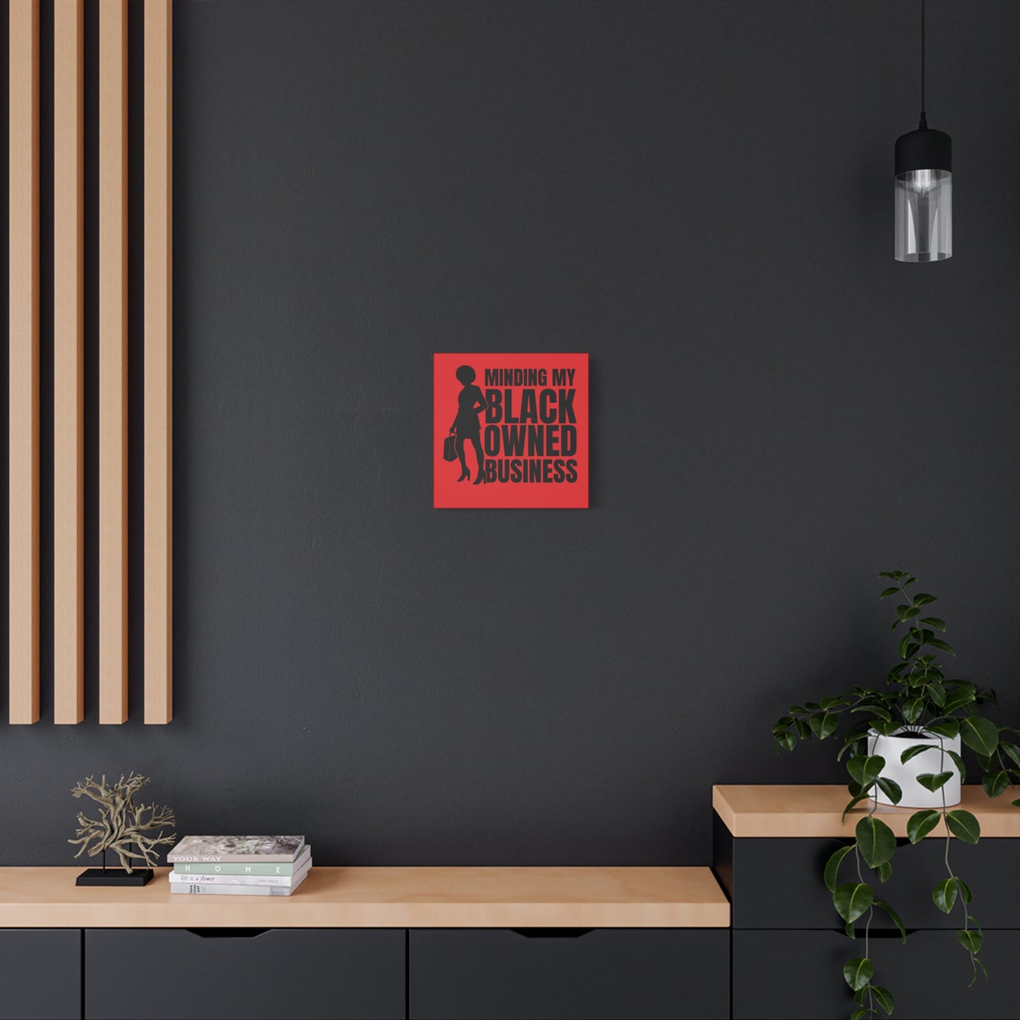 Minding My Black Owned Business | Version 1| Canvas Gallery Wrap | Red Background