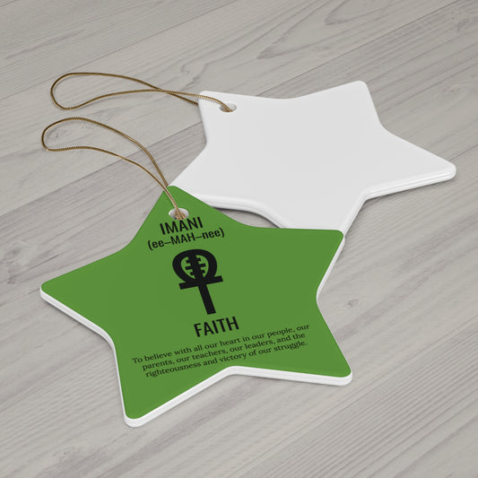 Imani (Day 7) Faith | Circle or Star Ornament | Green