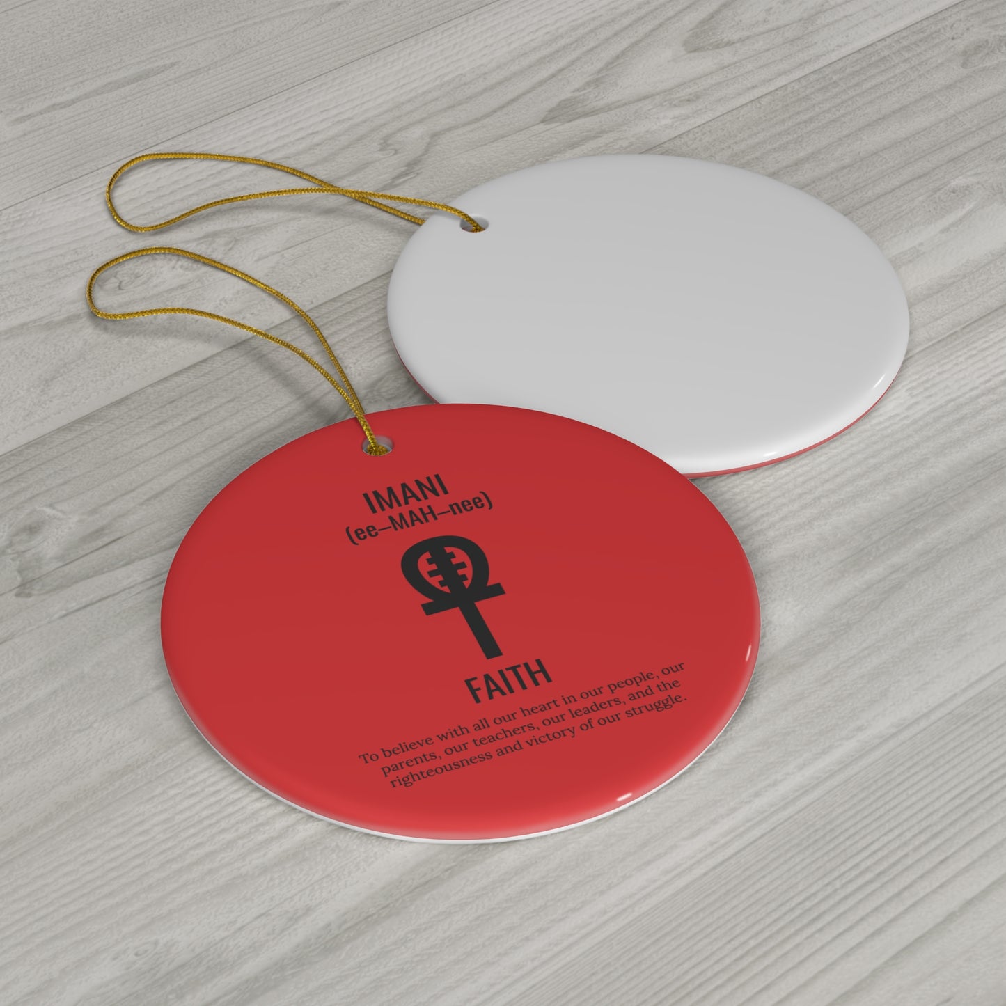 Imani (Day 7) Faith | Ornament | Circle or Star Ornament | (Red) |