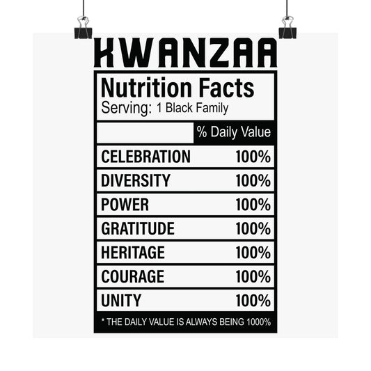 Kwanza Nutritional Facts | Vertical Poster |White|