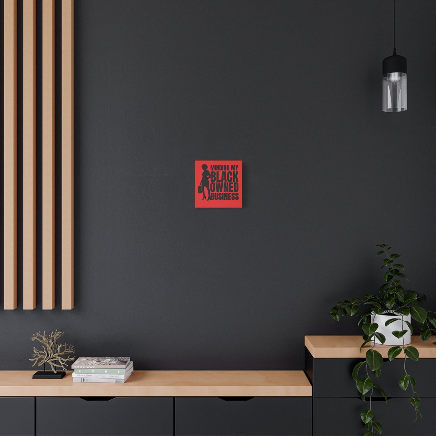 Minding My Black Owned Business | Version 1| Canvas Gallery Wrap | Red Background
