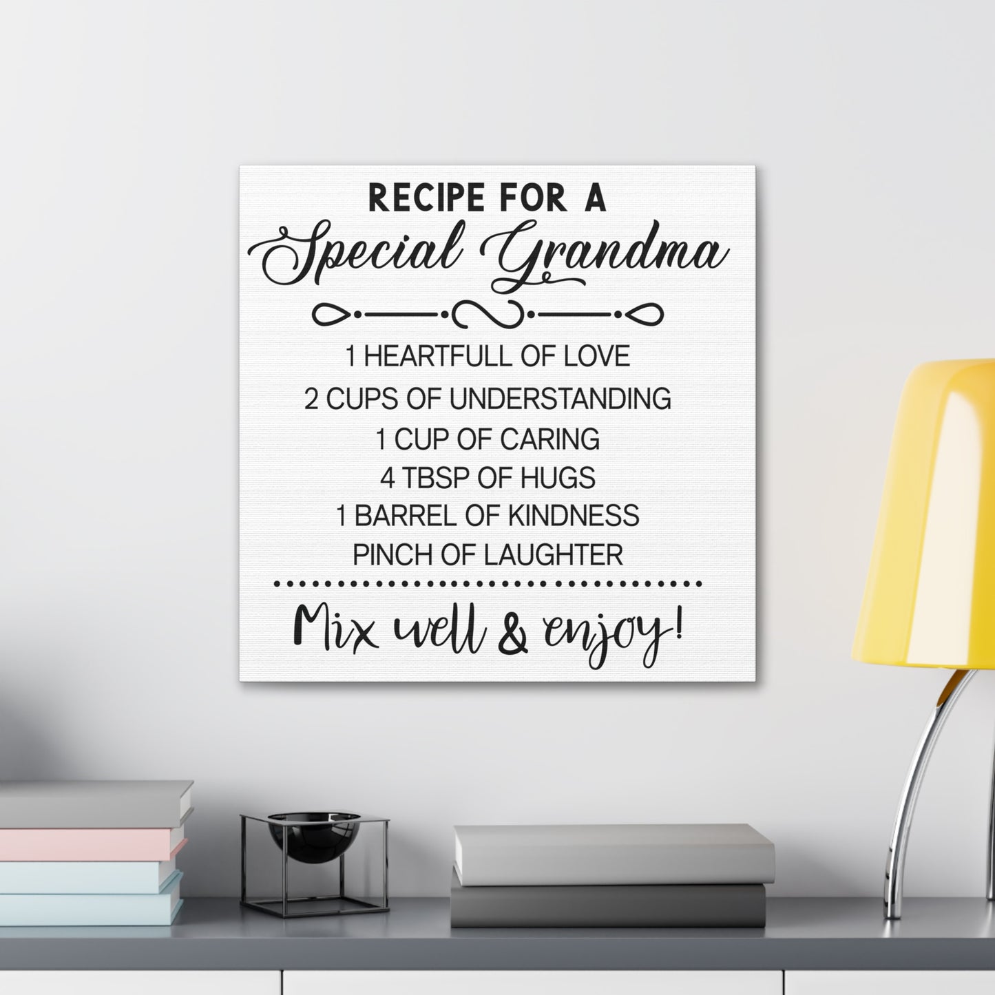 Special Grandma Recipe | Canvas Gallery Wrap | White Background
