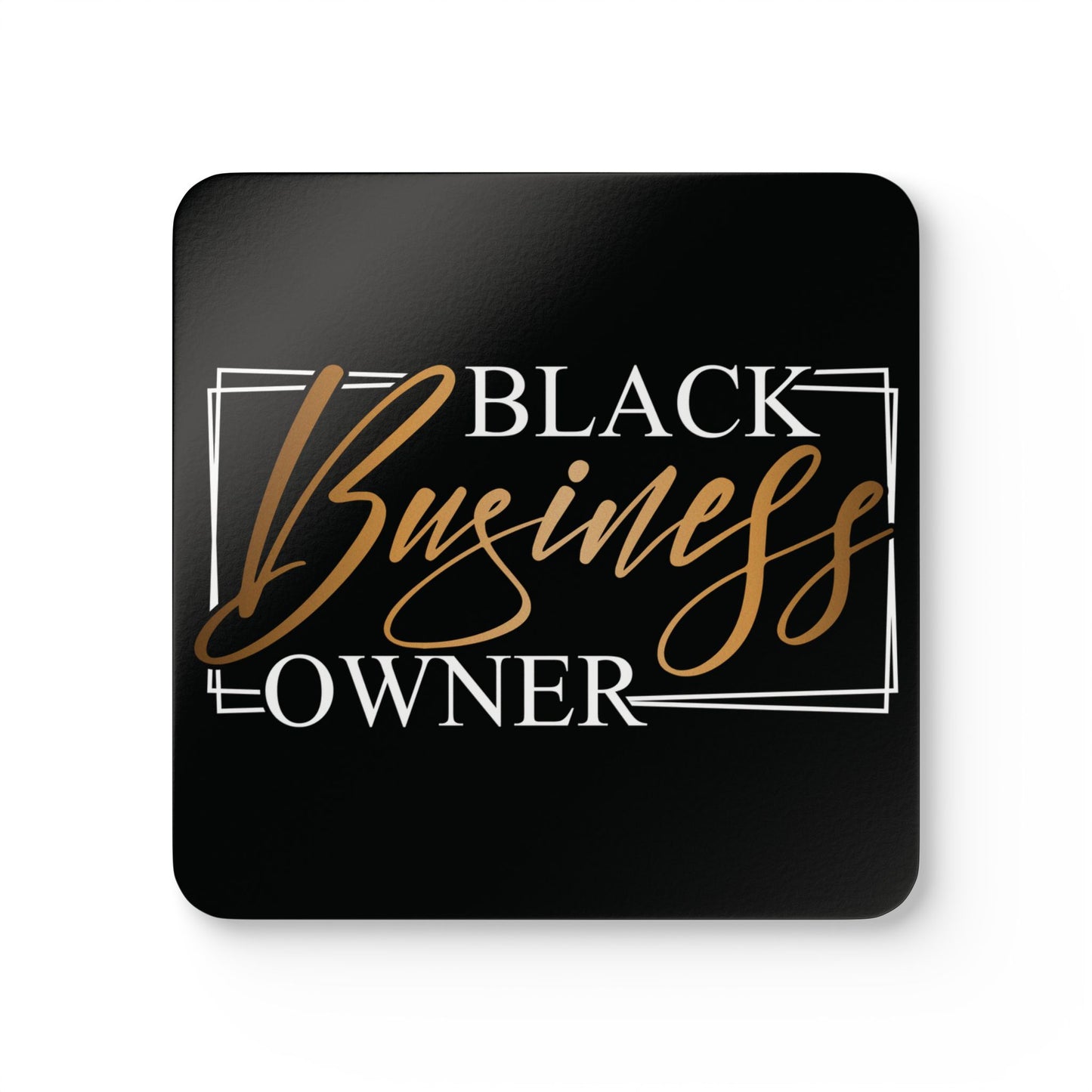 Black Business Owner | 4- Piece Corkwood Coaster Set| Black