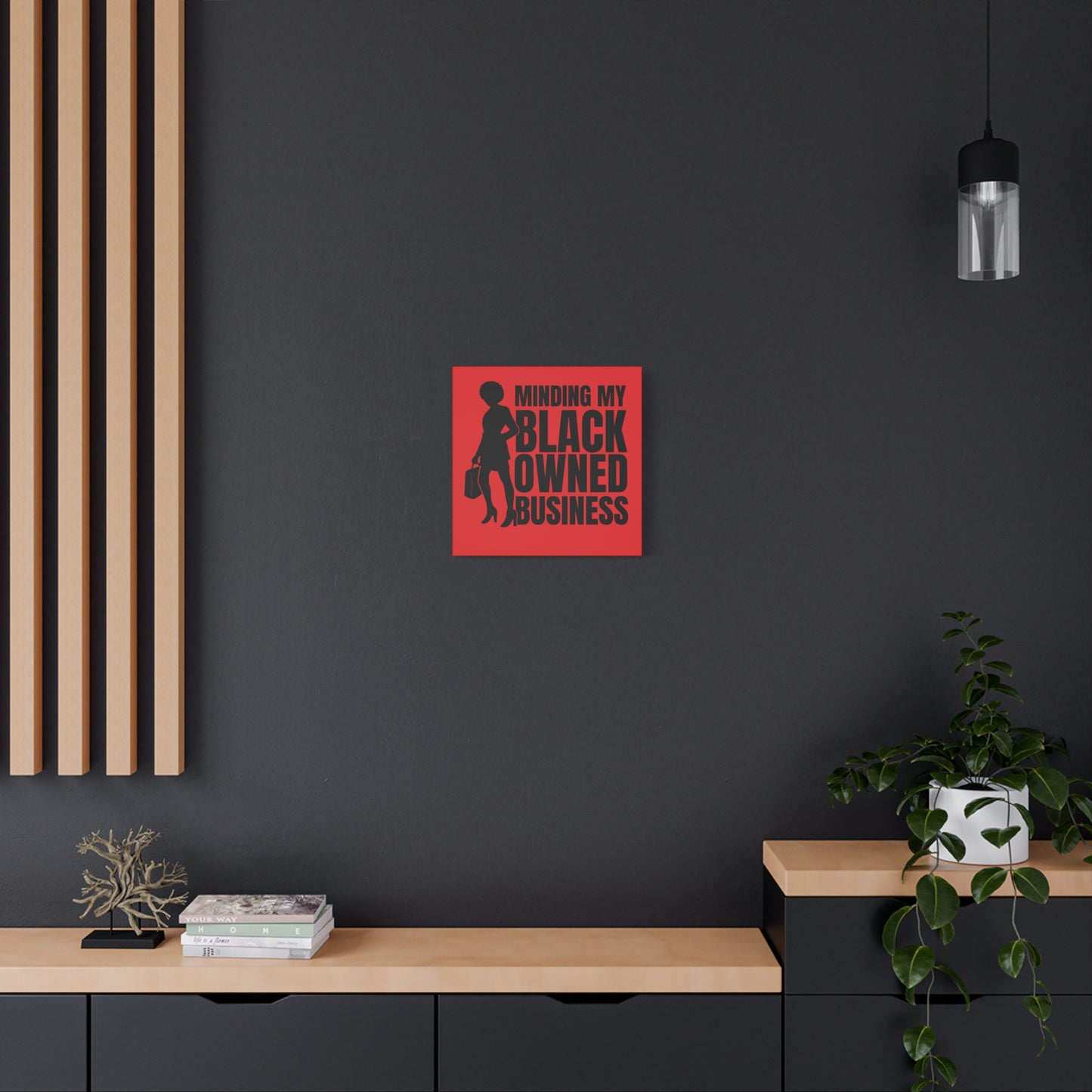 Minding My Black Owned Business | Version 1| Canvas Gallery Wrap | Red Background