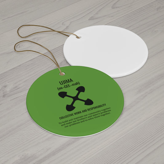 Ujima (Day 3) |Collective Work & Responsibility| Circle or Star Ornament | Green