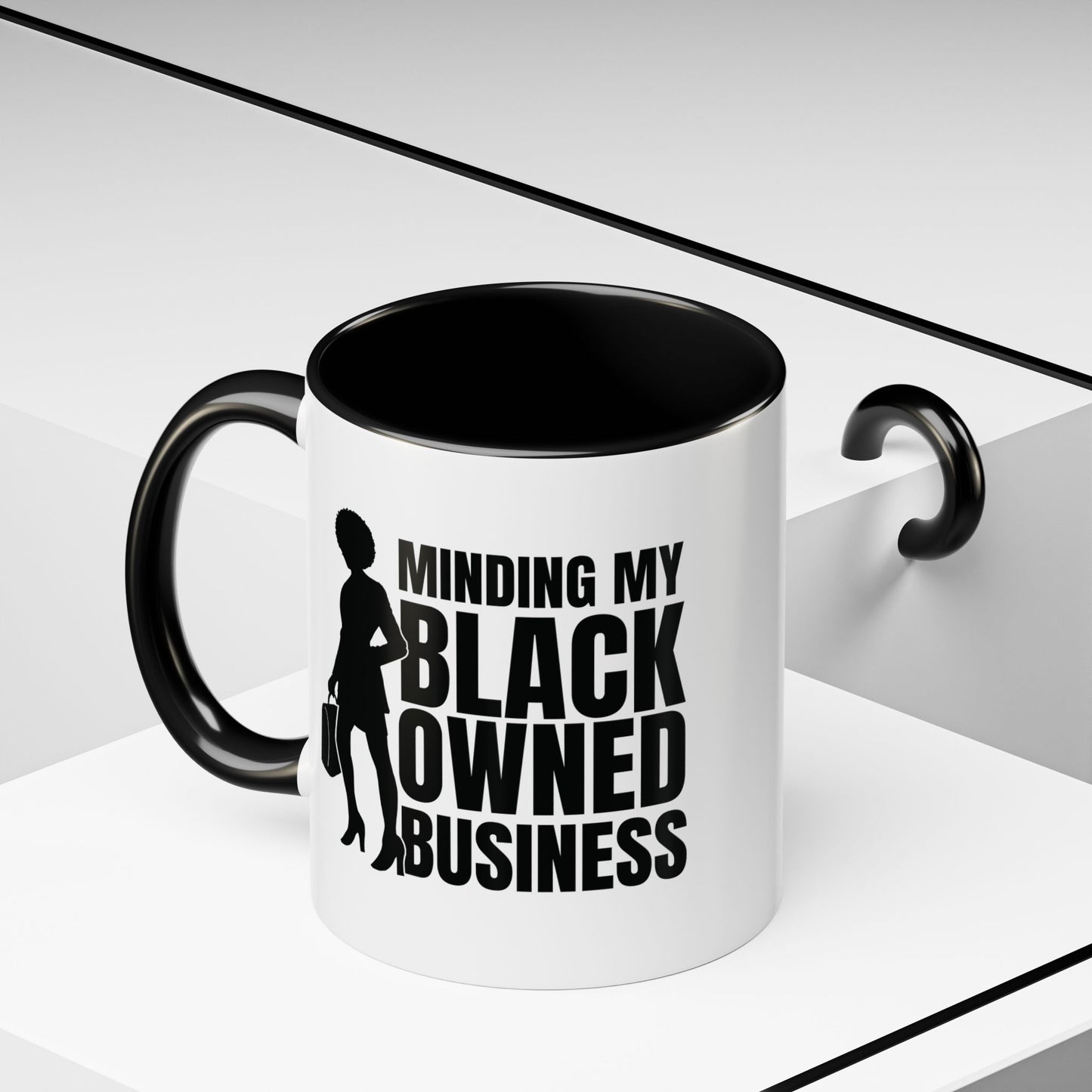 Minding My Black Owned Business | 11oz Mug| Version 1| | White Accent (Various Colors)