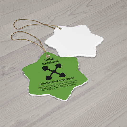 Ujima (Day 3) |Collective Work & Responsibility| Snowflake Ornament | Green