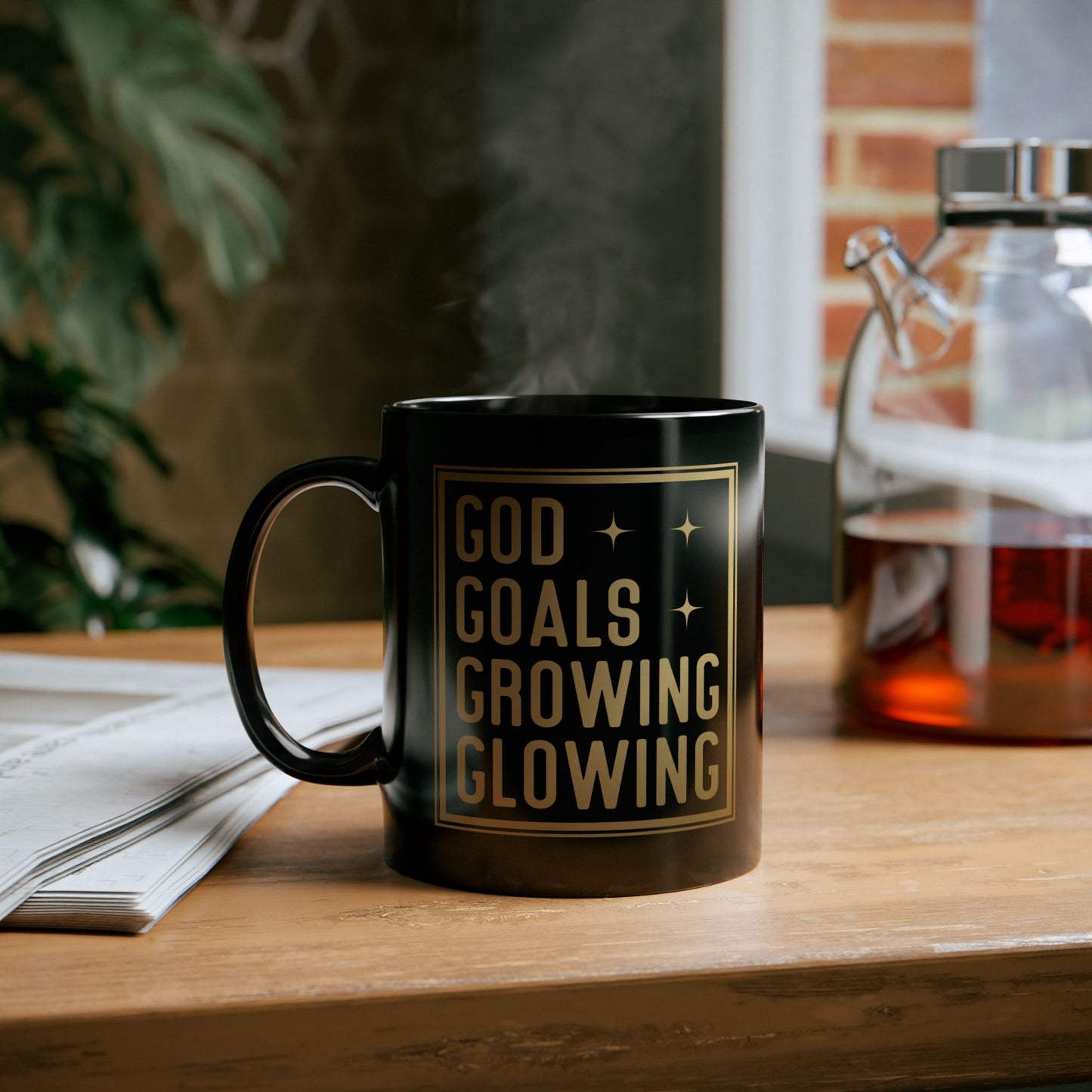 God Goals Growing Glowing | 11oz Mug| Black