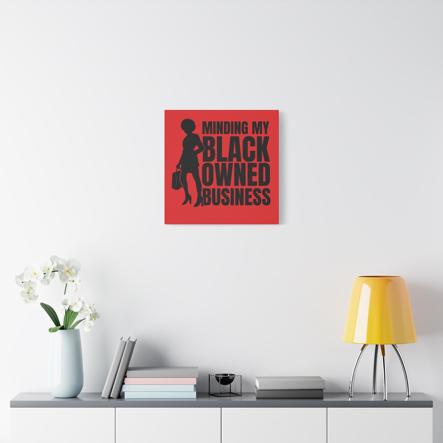 Minding My Black Owned Business | Version 1| Canvas Gallery Wrap | Red Background