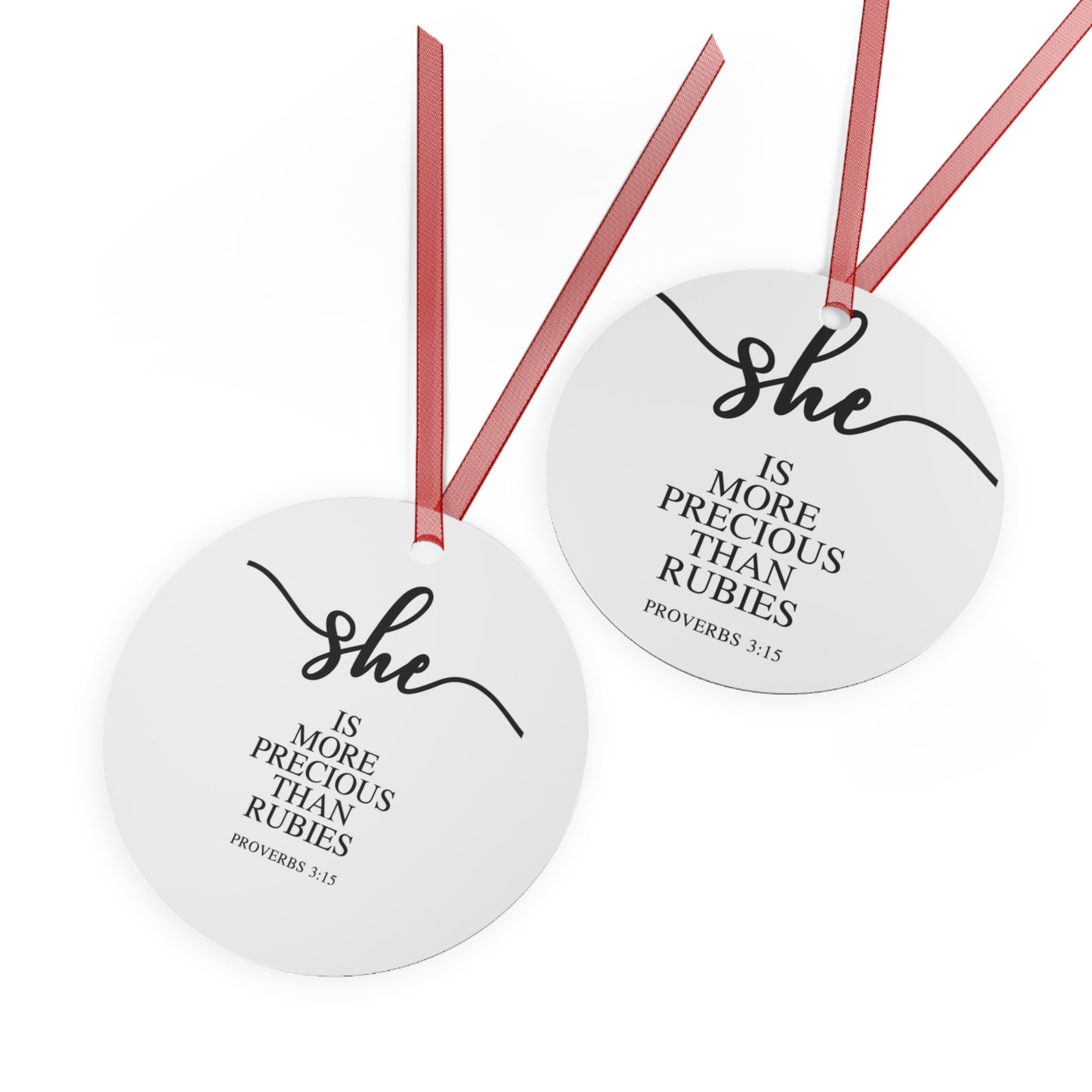 She Is - Proverbs: 3:15| Bell, Tree, Round or Oval Ornament |Metal|