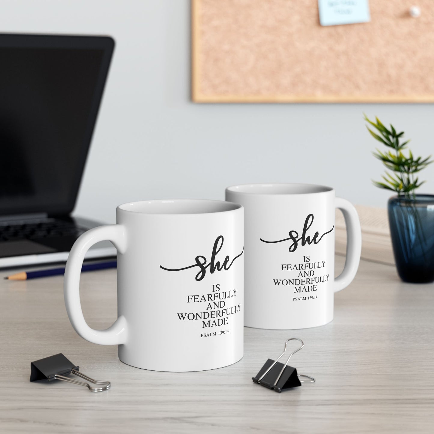 She Is (Version 2) | 11oz Mug| White |Psalms 139.14