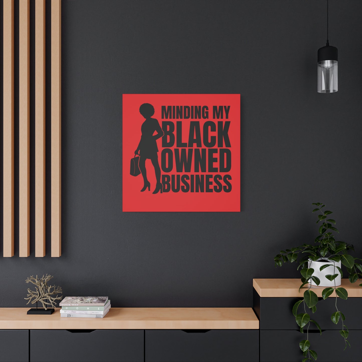 Minding My Black Owned Business | Version 1| Canvas Gallery Wrap | Red Background