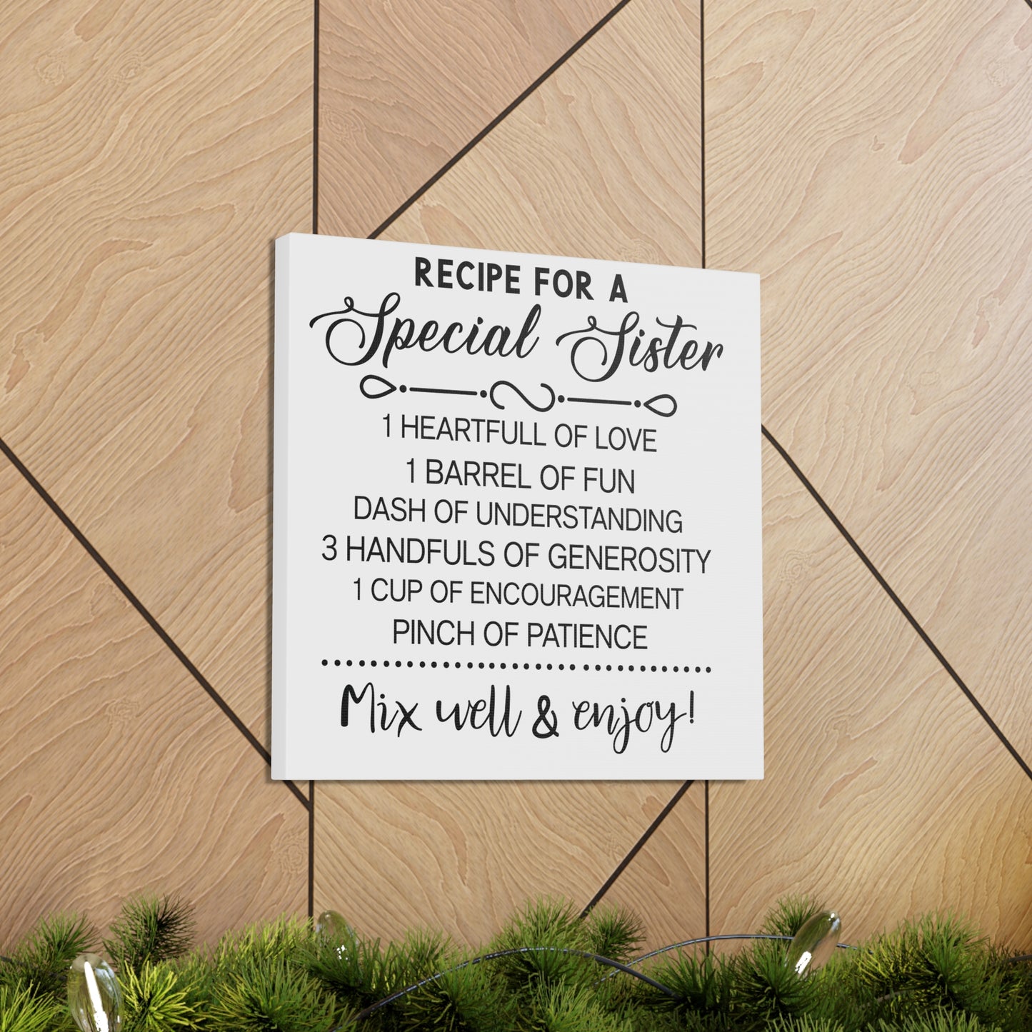 Special Sisters Recipe | Canvas Gallery Wrap | White Background